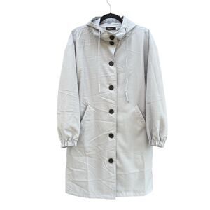 PARIS Design windbreaker trench coat with hood, women's large